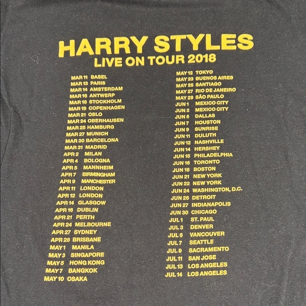 Harry Styles Tour 2018 Black Graphic Tee - Picture 4 of 6